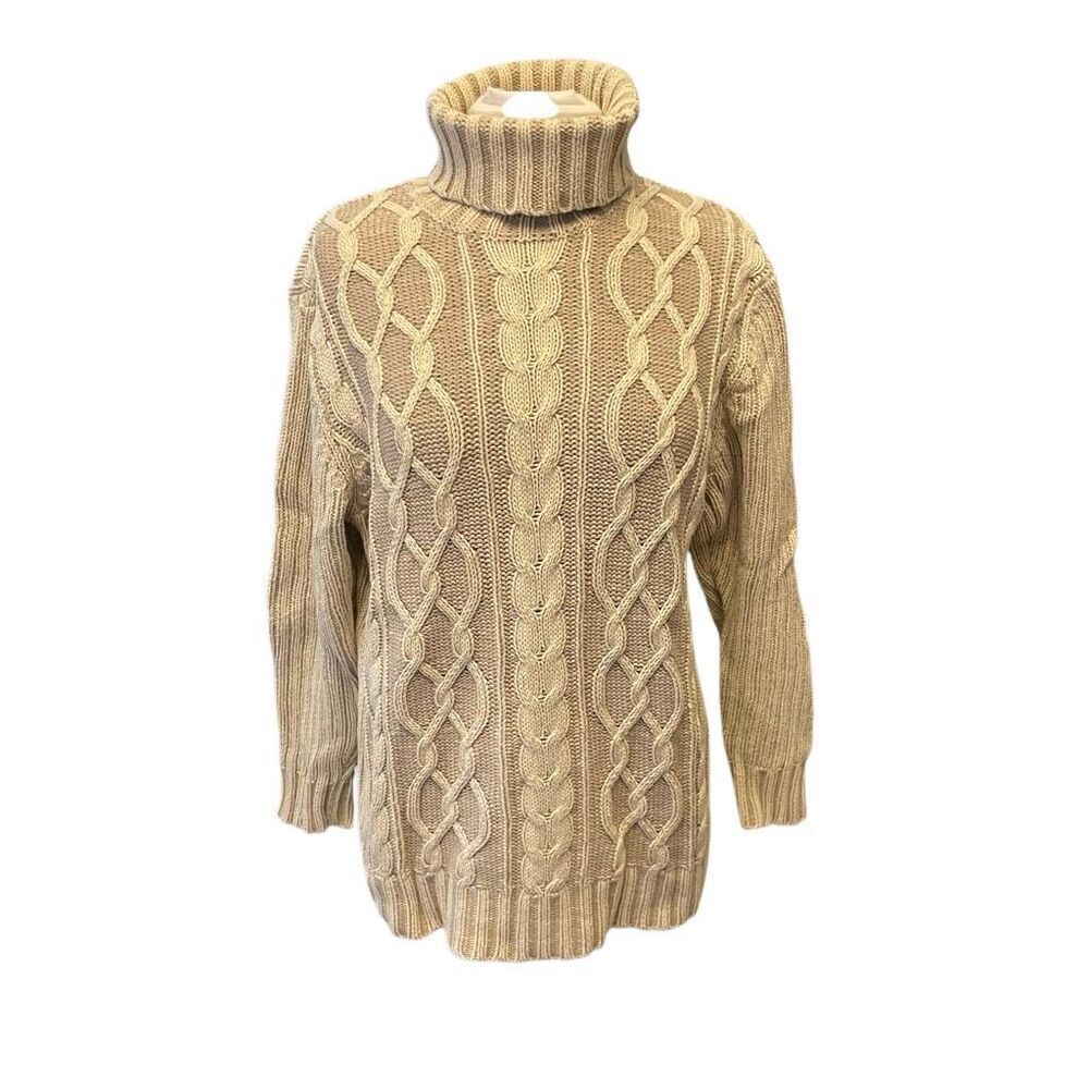 90s Grunge Fisherman Multi Cableknit Sweater, M. Cream